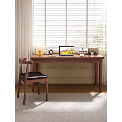 实木电脑书桌小户型现代中式桌子家用简约写字台学习桌卧室办公桌