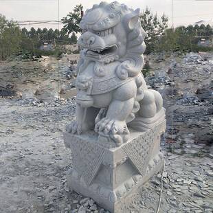 公园花岗岩大型石雕石狮子看门公司店铺家用门口摆件石雕狮子