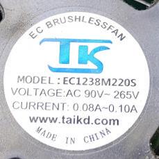 TK MODEL EC1238M220S AC90V~265V 0.08A~0.10A 12038 12厘米