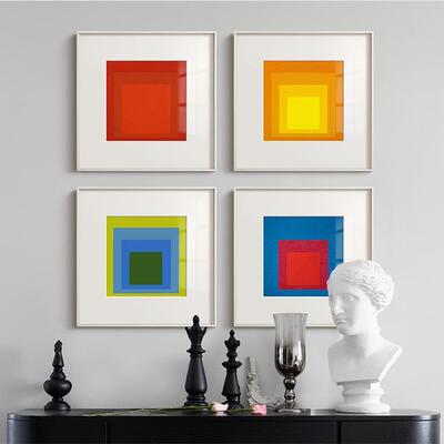JosefAlbers现代简约抽象彩色方块装饰画小众北欧极简客挂画A235