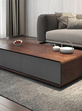 fLE现代简约茶几北欧长方形大小户型客厅创意储物高级黑灰色茶桌