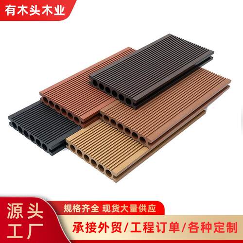 跨境出口WPC塑木地板户外自铺阳台地板庭院防腐防潮木塑地板室外