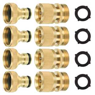 园林水管快速接头黄铜美式3/4花园水管连接公母接头配件6分快接头