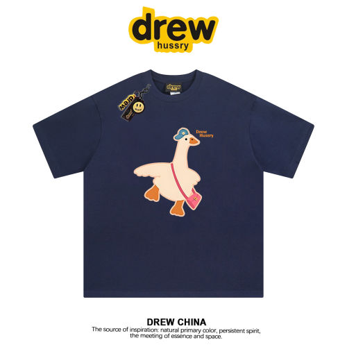 drew美式潮牌卡通大鹅印花短袖T恤男女情侣装休闲宽松纯棉半袖INS