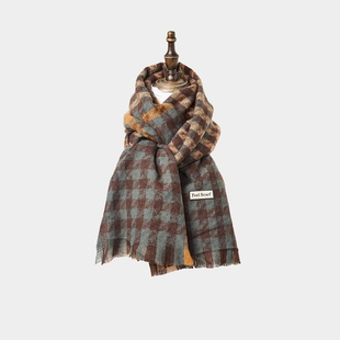 高级感双面格子 哈吉斯尼森千鸟格围巾女冬季 Horgias 一折专区