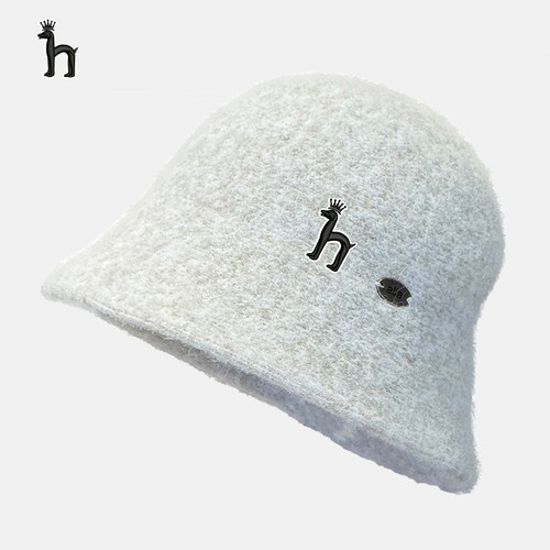 【官网正品】哈吉斯尼森毛绒渔夫帽子女新款冬保暖盆帽大
