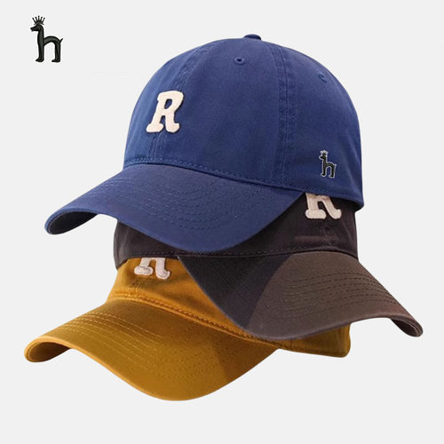 【官网正品】Horgias哈吉斯尼森韩版字母R棒球帽子男女ins软顶鸭