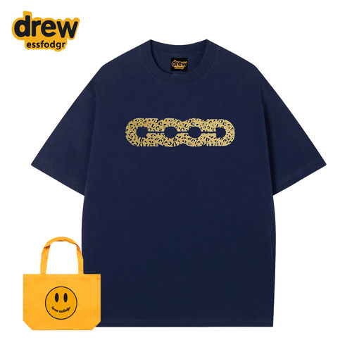 Drew美式潮牌豹纹GOOD字母印花短袖T恤男女休闲宽松百搭情侣上衣