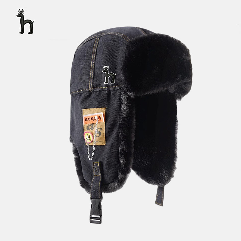 【官网正品】Horgias哈吉斯尼森链条布标兔毛绒加棉雷锋帽子男女