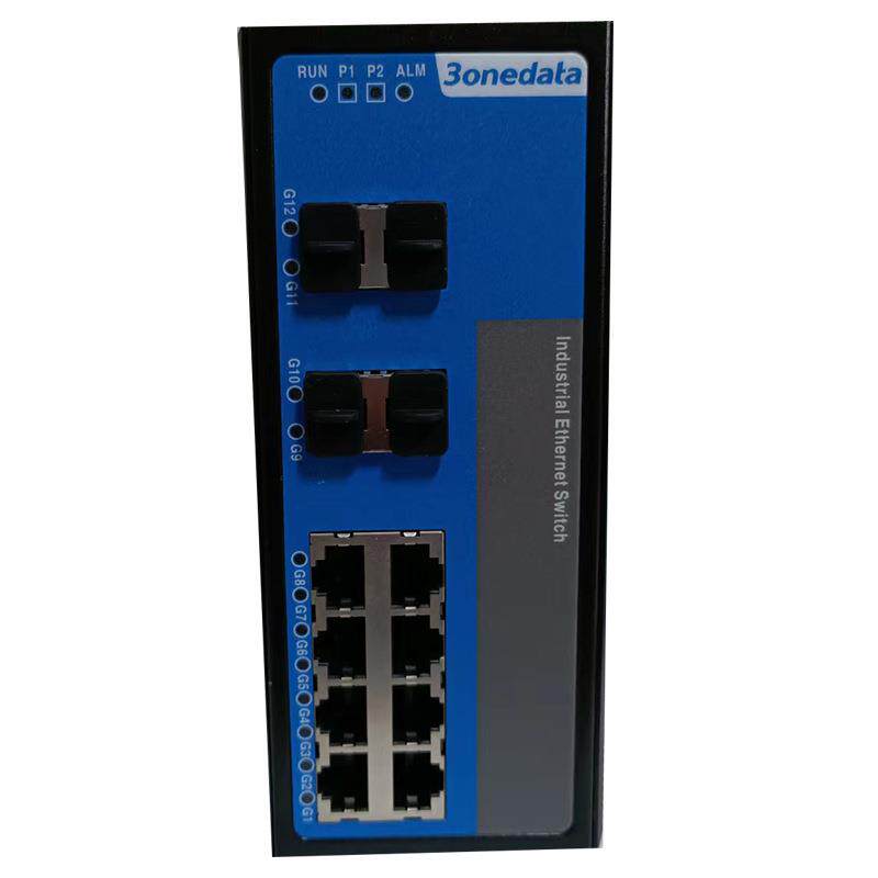 三旺 IES7112G-4GS 3onedata 4路光转8路电工业以太网交换机