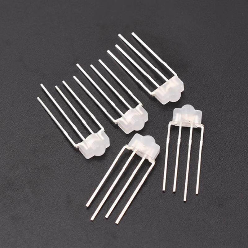 机械键盘3mm rgb灯珠f3雾状塔形透明共阴阳全彩直插led灯珠二极管