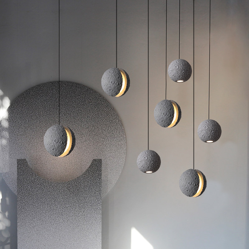 创意陨石月球水泥吊灯酒吧咖啡厅工业风侘寂风民宿餐厅装饰氛围灯,家装灯饰光源,餐厅吊灯,淘宝优惠券,粉丝福利购,淘宝优惠卷