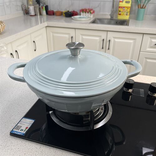 出口珐琅锅铸铁锅焖焗锅海鲜锅30cm家用多功能锅焖炖炒锅