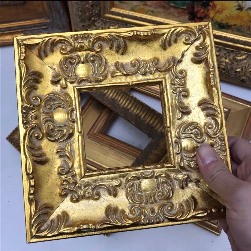 天隆出口古典实木欧式画框油画框洛可可小金框可装裱定制挂墙挂画