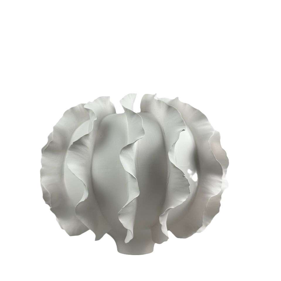 极简约现代白色陶瓷花瓶立体手工海浪纹艺术品美术馆展台插干花器图片