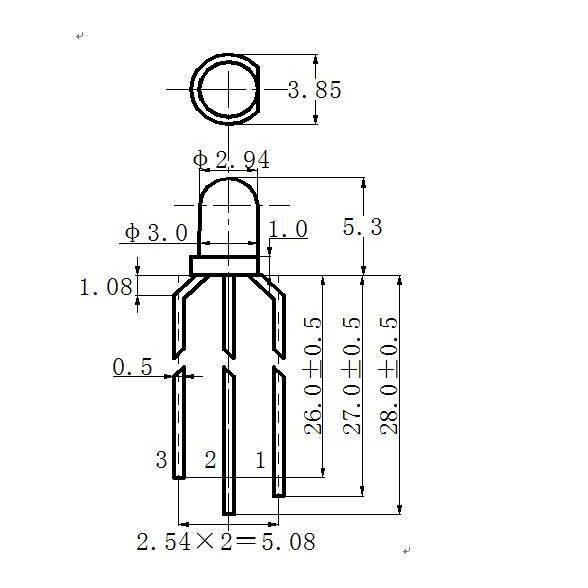 3mm共阴红白发光二极管雾状f3mm红白双色直插共阴led插件灯珠白红