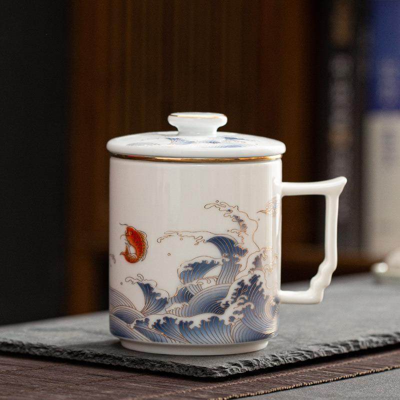 白瓷办公杯福跃陶瓷马克杯茶水分离带盖过滤泡茶个人杯子,玩具/童车/益智/积木/模型,毛绒/玩偶/公仔/布艺类玩具,淘宝优惠券,粉丝福利购,淘宝优惠卷