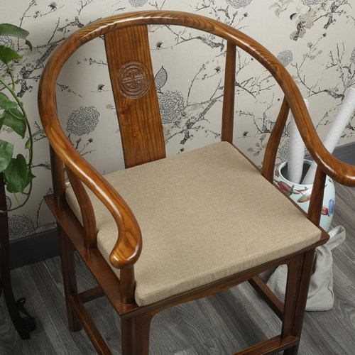 椅子坐垫50X40cm可拆洗亚麻中式j加厚坐垫圈椅垫红实木餐椅垫定做