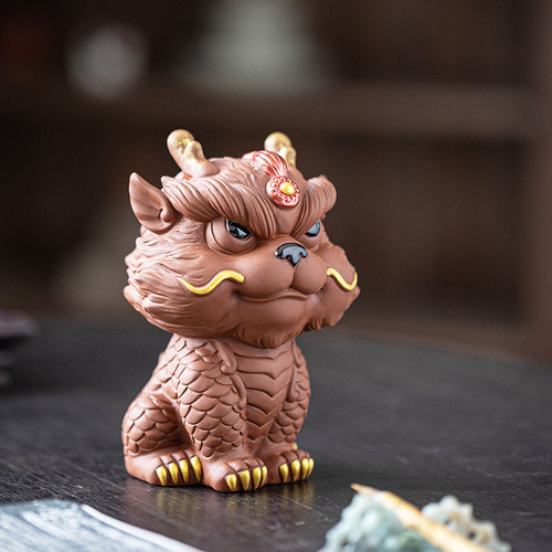 【瑞兽麒麟】紫砂桌面摆件招财精品祥瑞茶桌博古架装饰工艺品摆饰