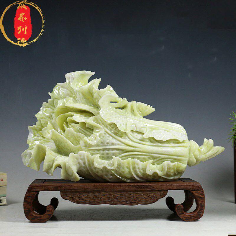 威弗列德中式客厅酒柜招财乔迁新居开业礼品天然玉石白菜玉雕摆件