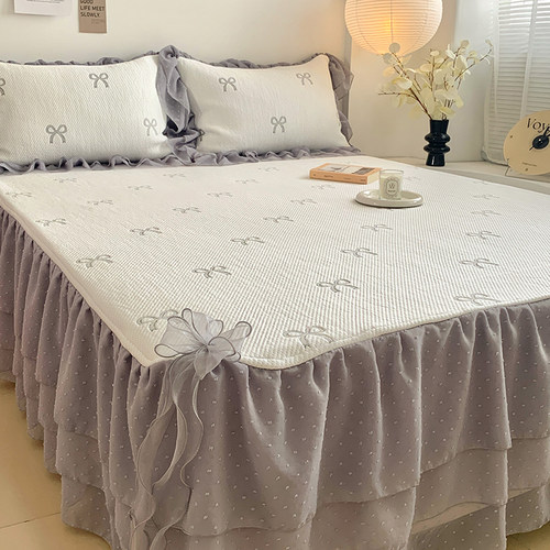 高端凉感冰丝凉席三件套夏季床裙2024新款可机洗夏季空调席子夏天