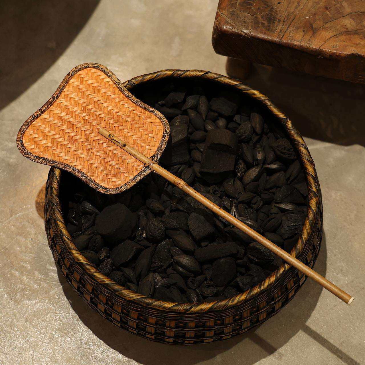 竹编炉扇 凉炉扇工夫茶炭炉 鼓风助燃橄榄核桃碳 煮新款