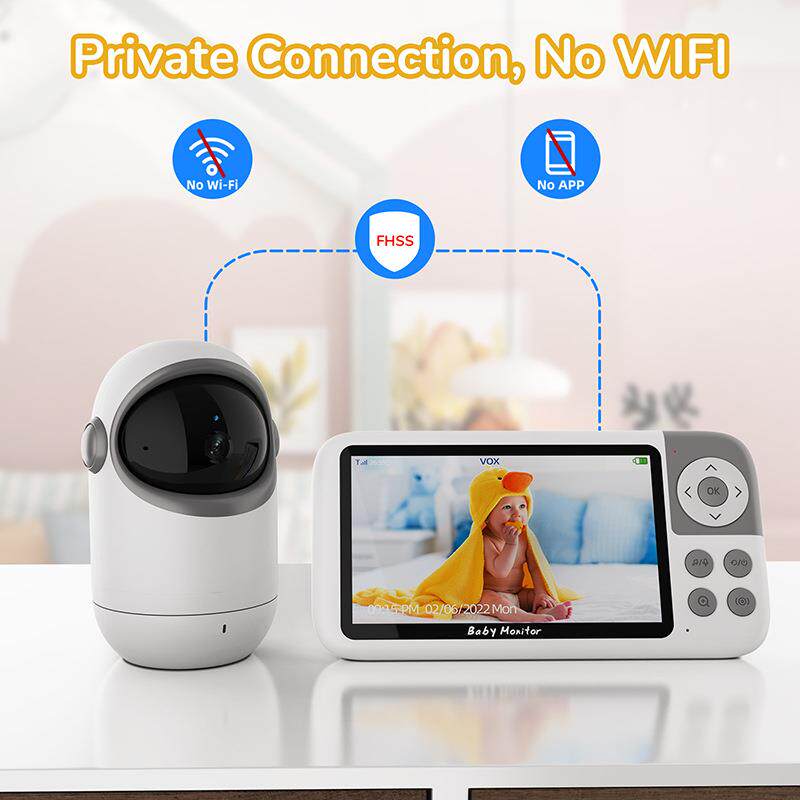 vb806婴儿监视器5寸双向语音看护器摇篮曲宝宝看护器baby monitor