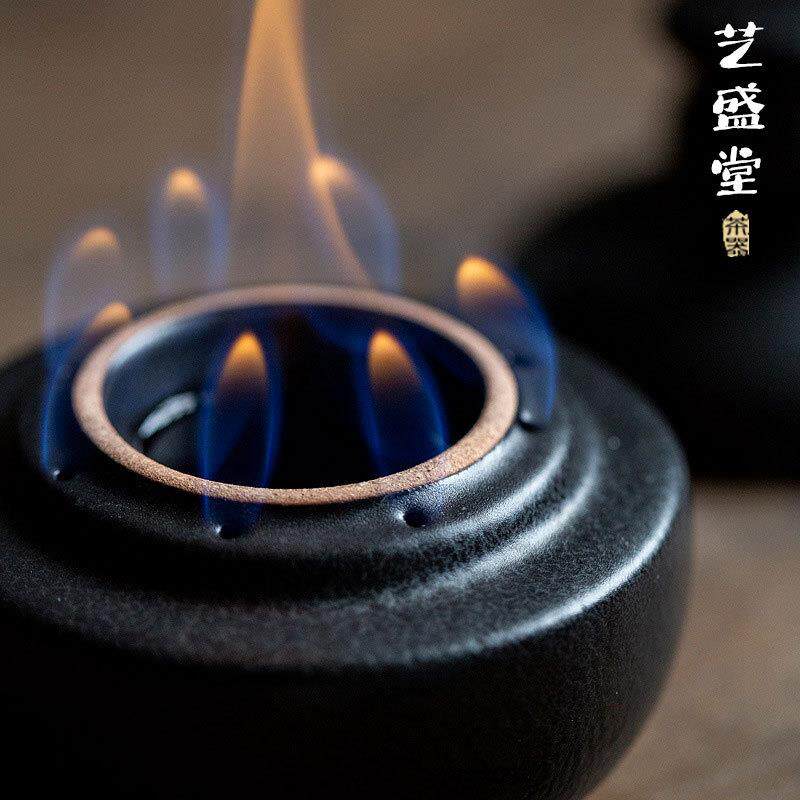 陶瓷带盖酒精灯家用户外煮茶温茶专用炭炉大火力防爆加厚茶道零配