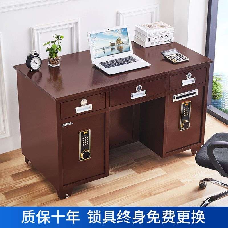 全钢加厚保险桌带抽屉办公桌家用一体投币密码保险柜收银财务指纹