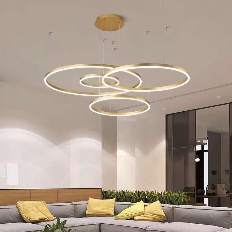 北欧铝合金客厅圈圈吊灯现代简约书房卧室餐厅展厅酒店LED灯具