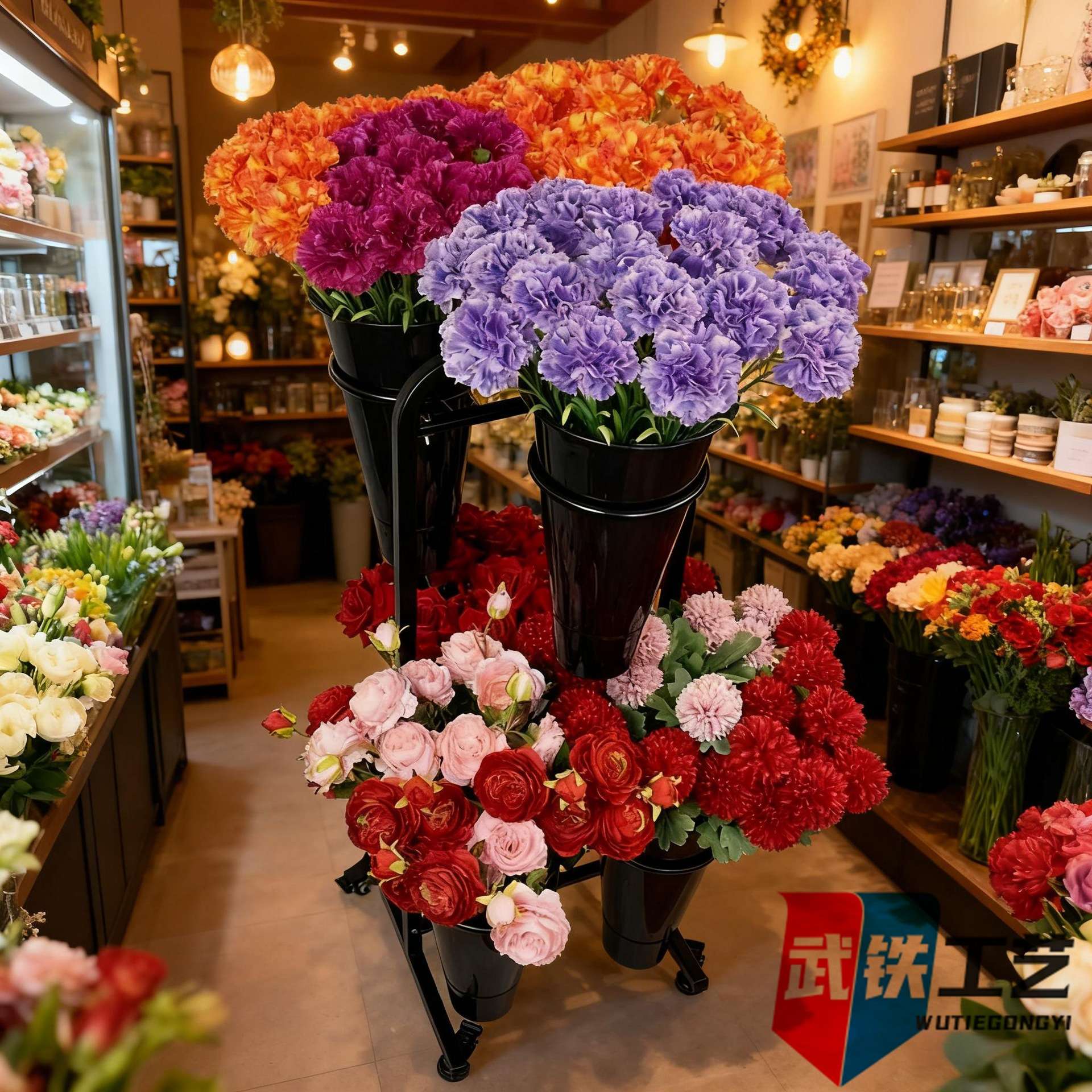摆摊鲜花架展示架花店花架卖花可移动架子醒花桶架仿真花艺兰花架