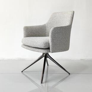 poliform意式极简设计师可旋转带扶手餐椅单人接待洽谈椅书桌椅