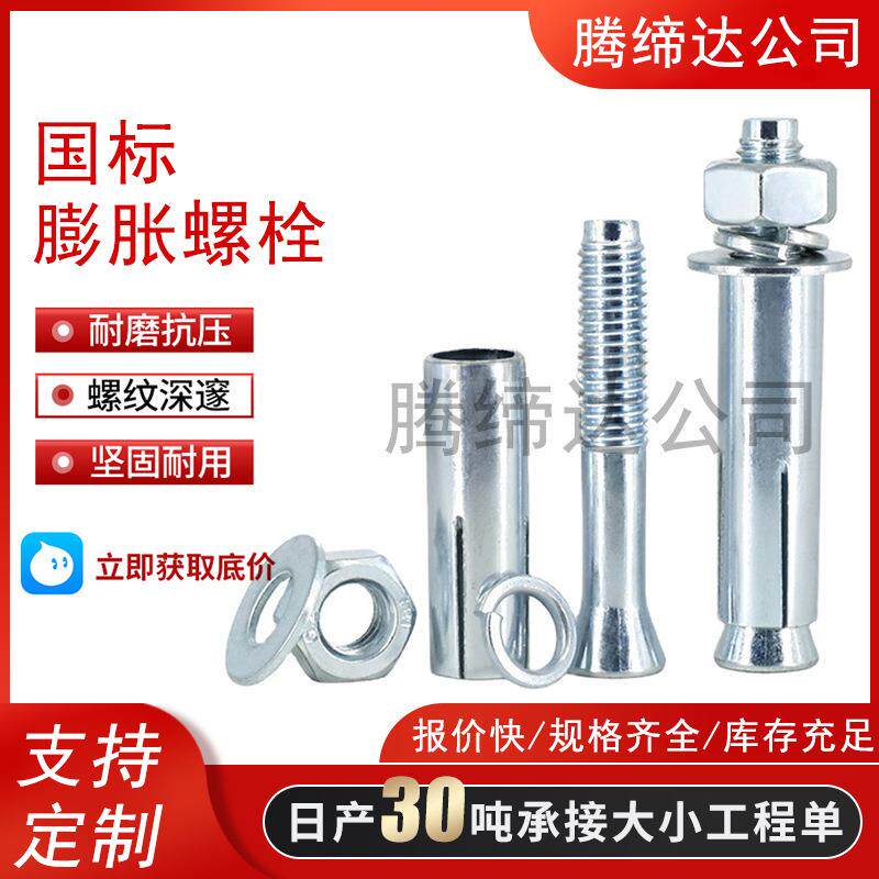 整箱铁膨胀螺栓镀锌膨胀螺栓外六角膨胀螺栓加长金属膨胀螺栓