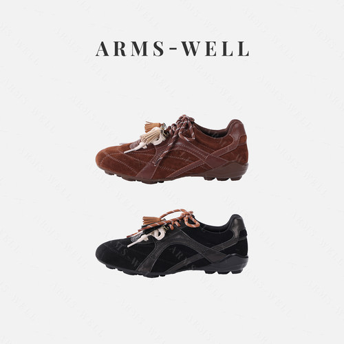 ARMSWELL 王囡囡黑/咖色双色鞋带流苏元素休闲鞋（跟高：3cm)S111
