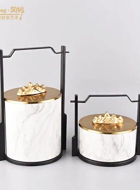 新中式提篮酒店会所别墅装饰品展台玄关柜子客厅禅意摆件