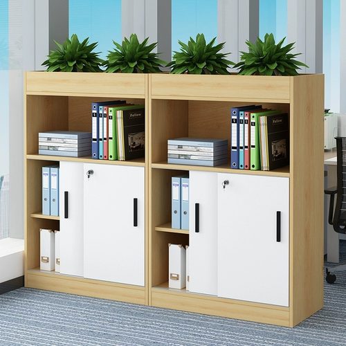 办公室隔断柜绿植文件柜隔断柜资料柜花槽柜储物木质矮柜组合边柜