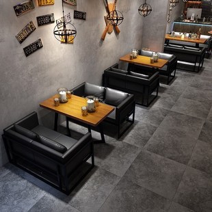 工业风酒吧沙发卡座音乐清吧酒馆烧烤店西餐厅咖啡厅休闲桌椅组合