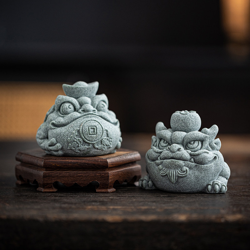 中式青砂石招财金蟾茶室桌面茶宠摆件家居创意鱼缸空间造景装饰品,家居饰品,装饰摆件,淘宝优惠券,粉丝福利购,淘宝优惠卷