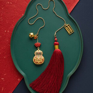 黄铜葫芦汽车挂件高级感车载后视镜挂饰男女款 饰 保平安车内吊饰装