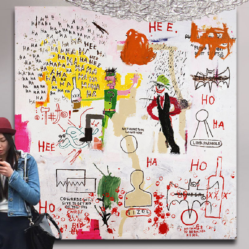 客厅装饰画大尺寸Basquiat街头涂鸦抽象艺术画巨幅餐厅背景墙挂画