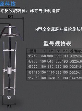 直销全金属H型脉冲旋转翼 除尘滤芯清灰器滤筒打粉仪虑桶自动反吹