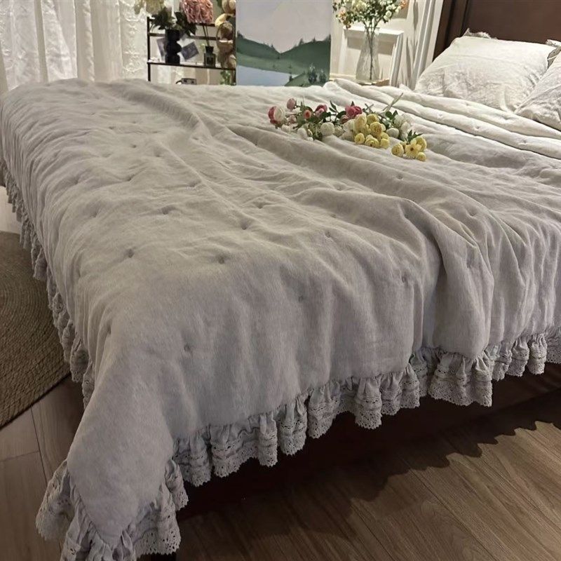 外单罗布麻野麻原麻雨露原色花边被
