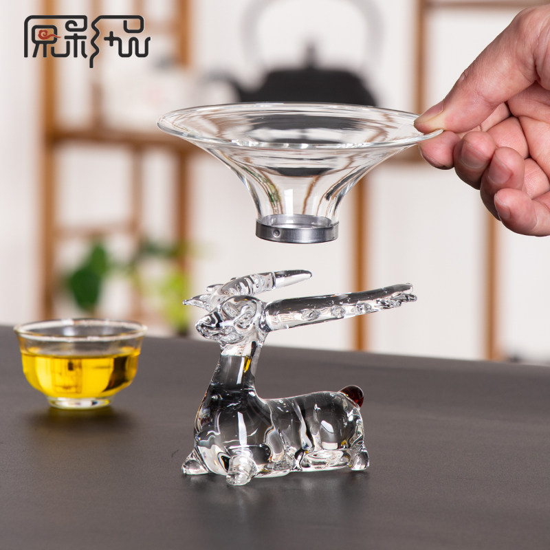 祥鹿玻璃茶漏创意茶滤茶宠滤茶器泡茶器茶隔茶具配件过滤网
