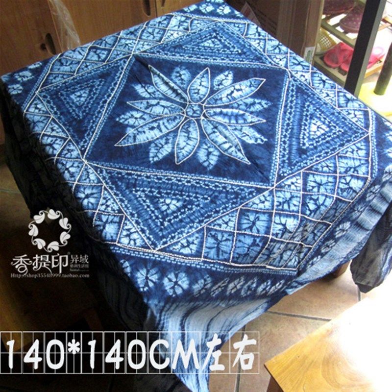 云南大理民族风传工家居桌艺品白族民间手工扎染统布台布茶几布艺