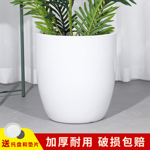 欧式花厅落地陶瓷客盆清号中号特大号小仓锥形大口径种树琴叶