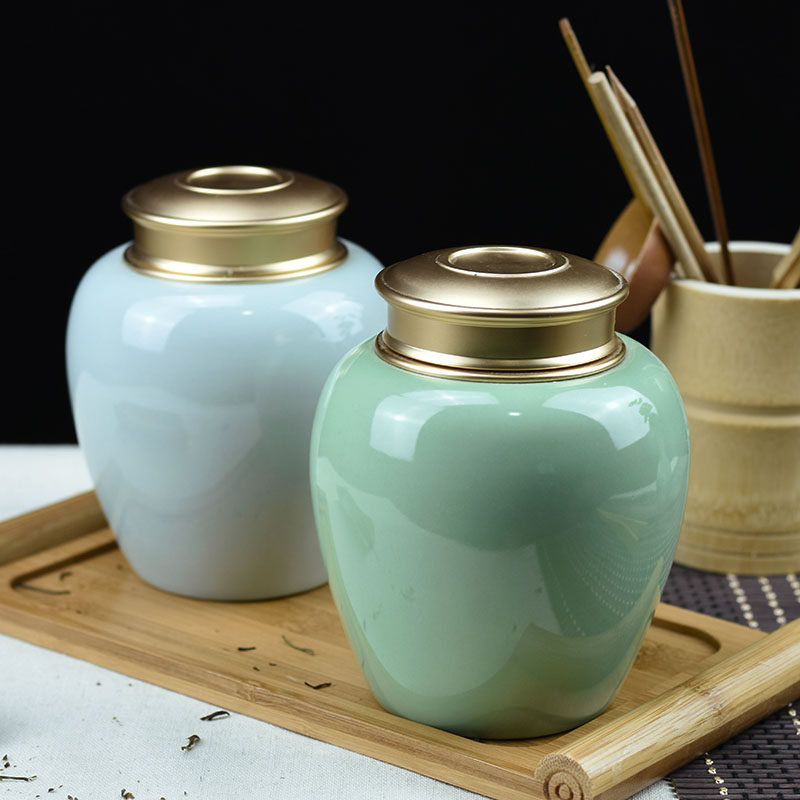 精品龙泉青瓷大码锡罐手工茶叶罐茶叶罐