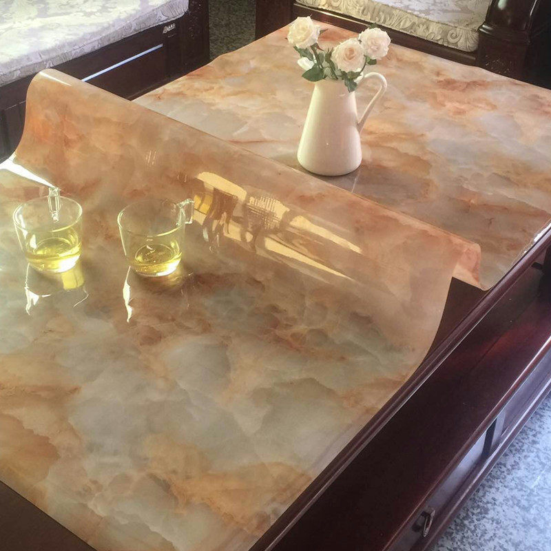 PVC防水防烫加厚桌布软质玻璃仿大理石餐桌布塑料桌垫免洗茶几垫