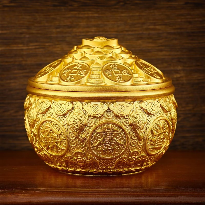 大小号金蟾铜聚宝盆摆件带盖子子招财进宝客厅店铺装饰开业乔迁礼