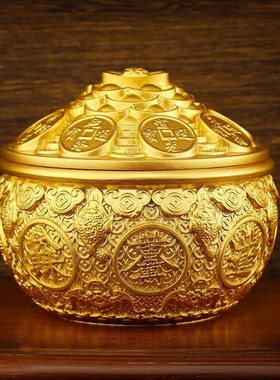 大小号金蟾铜聚宝盆摆件带盖子子招财进宝客厅店铺装饰开业乔迁礼