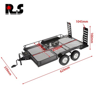 TRX4 KM2 D90 SCX10 易控1/10双轴金属拖车 攀爬车通用平板大拖车